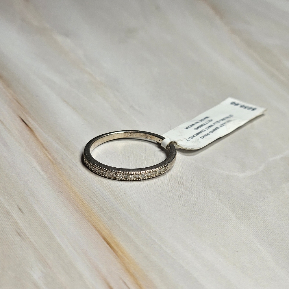 NEW Kendra Scott Ensley Sterling Silver Band Ring In White Diamond Size 7